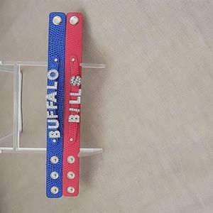 Buffalo Bills 2 pc Bracelet W/ Rhinstone Removable Letters, Rd & Blu, Adjustable